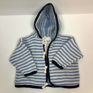 ArtWalk Sweater Hooded Baby 12 Months Skull Bones Blue White Striped Cotton
